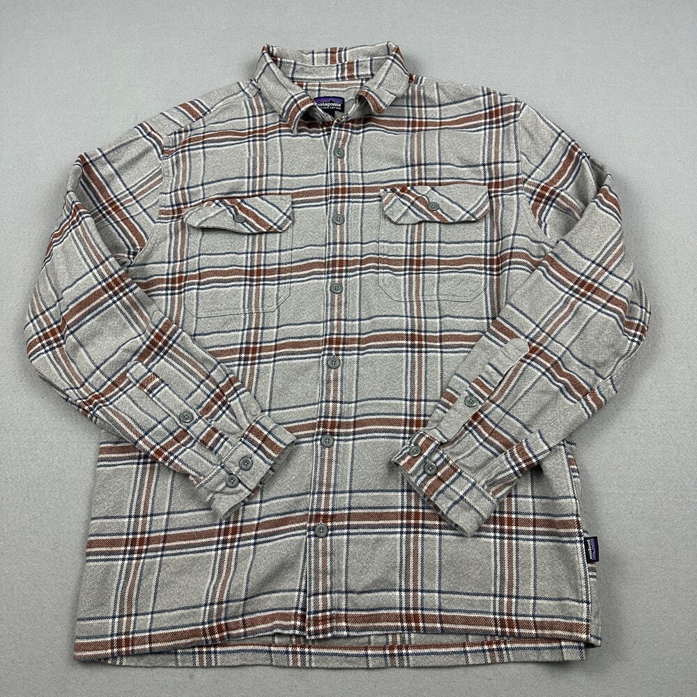 Patagonia Shirt Men Large Gray Plaid Long Sleeve Button Up Flannel Outdoor L